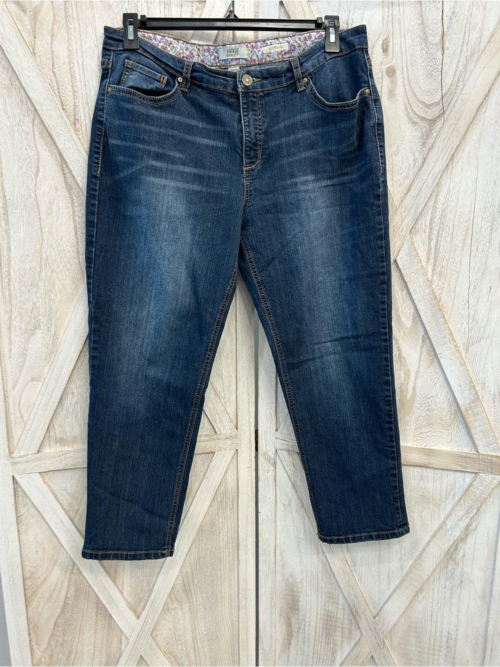 Vintage America Dark Blue Cropped Jeans